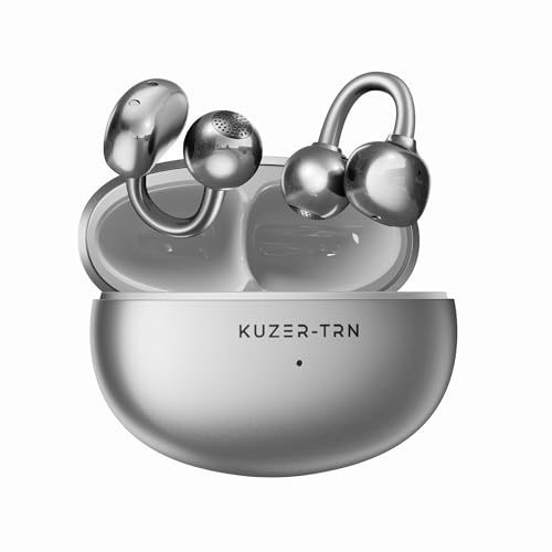 KUZER KT01 Pro Clip-on Earbuds, Open Wireless Bluetooth Headphones with Mic, Not in Ear, Won’t Fall Out, IPX5 Waterproof, 48H Playtime, Ultra-Light for Running, Work & Daily (White)