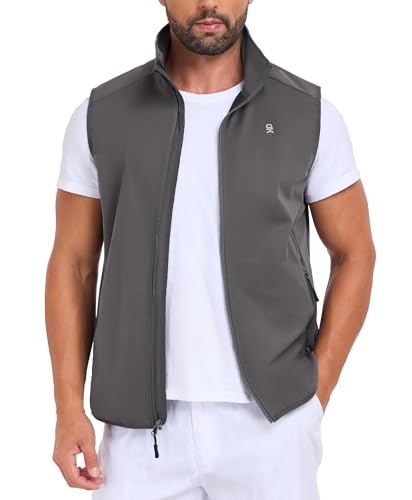 Little Donkey Andy Men's Softshell Vest Lightweight Windproof Waterproof - color: Basic Gray, size: X-Large