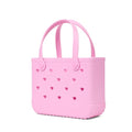 BOGG BAG Bitty Small Tote – 11” x 8.5” x 4.5” – Essential Bags for Beach, Pool, Boat, Sports, Tailgating, Cruise, Travel - color: Pink Taffy Cutout Hearts