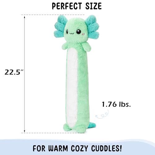 Axolotl Unscented 2Lbs Heating Pad for Neck Shoulders and Back Wrap Microwavable, Heatable 22.5" Cute Warm Stuffed Animals Neck Warmer - Axolotl Gifts for Women Girls and Kids - color: Mint Axolotl Neck Wrap