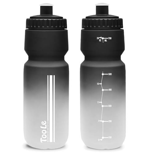 TooLe Bike Water Bottle 24oz, Squeeze Water Bottle Leakproof BPA Free - color: A-Black