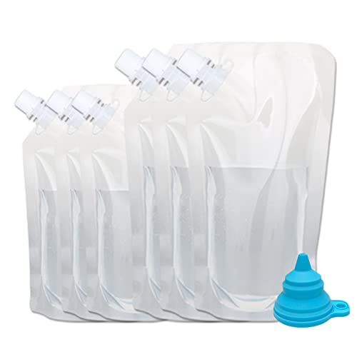 Concealable And Reusable Cruise Sneak Liquor Flask Drink Pouches Travel Drinking Alcohol Plastic Flasks bags with Funnel (8OZ-3PCS+16OZ-3PCS) - size: 8OZ3+16OZ3