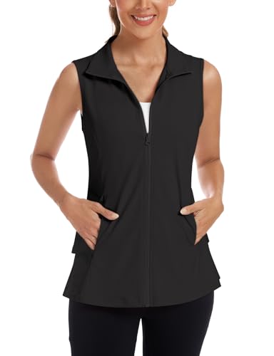 LURANEE Women's Golf Vest Athletic Top with Peplum Hem & Deep Pockets - color: Black, size: Small