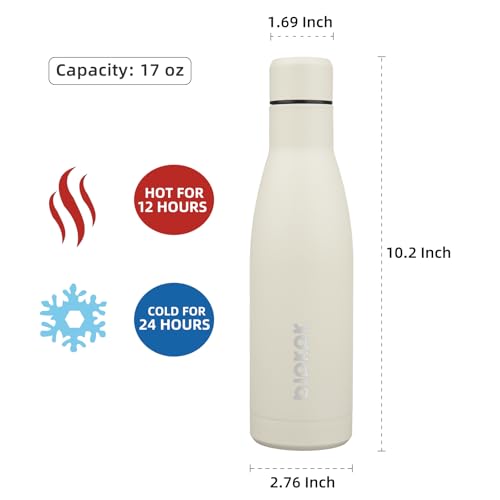 BJPKPK 17oz Skinny Insulated Water Bottle, Stainless Steel Flask - color: Beige, size: 17 Ounces