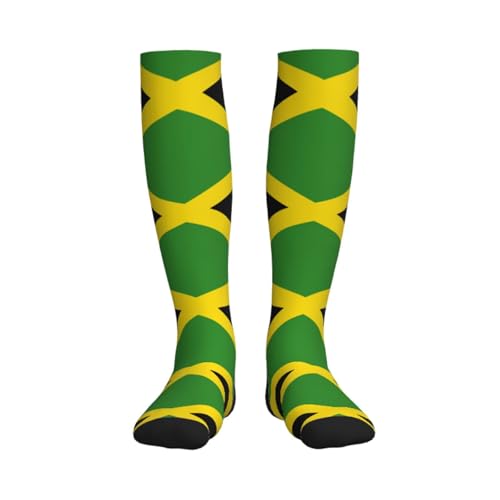 Compression Socks Knee High Support Stockings Women Men - color: Jamaican Flag