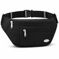 Entchin Water-Resistant Fanny Pack, 4-Zipper Belt Bag - color: Black