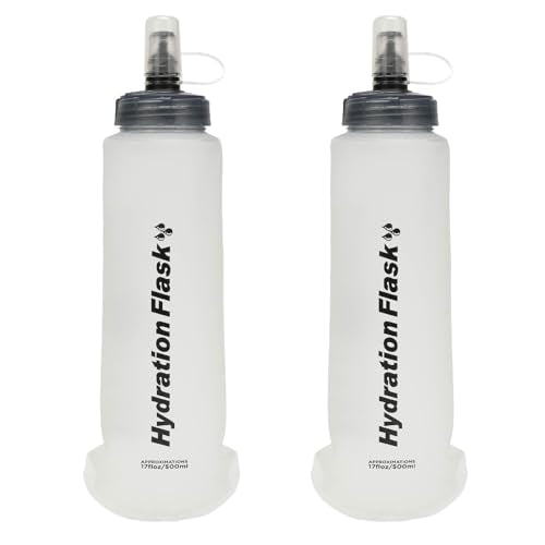 JEELAD Soft Folding Water Bottles, TPU Running Hydration Flask Ideal for Hiking Cycling Climbing