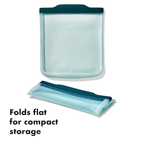 OXO Good Grips Silicone Reusable Bag - Half Gallon Bag (64 oz), Lagoon - color: Lagoon, size: Half Gallon (64 oz)