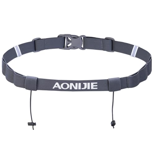 Azarxis Race Number Bib Belt with 6 Storage Loops Adjustable Elastic Webbing for Men Women Runners Running Jogging Triathlon Marathon Trail Race Cycling - color: #1 Gray