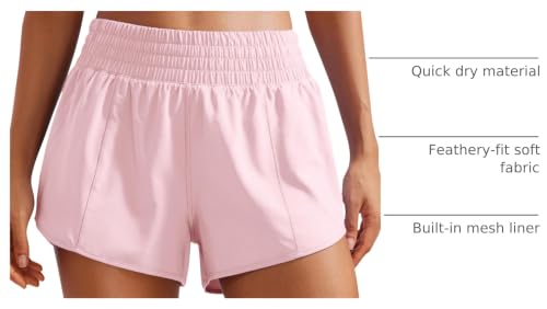 CRZ YOGA High Waisted Running Shorts 2.5" - color: Strawberry Pink, size: XX-Small