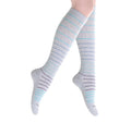SocksLane Cotton Compression Socks, 15–20 mmHg Graduated Support, Knee-High Medical Compression (Misty Gray Stripes S/M) - color: Misty Gray Stripes, size: Small/Medium (1 Pair)