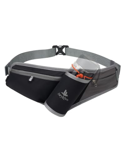 Fanny Pack with Water Bottle Holder, RFID Blocking Running Belt Bag - color: Black