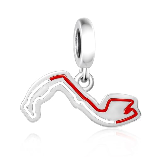F1&Famous Race Racetrack Charm for Bracelet Necklaces, S925 Sterling Silver Charms, UK Brazil Spain Race Track Charms Jewelry Racing Souvenirs Gift - color: Race Racetrack Q4093