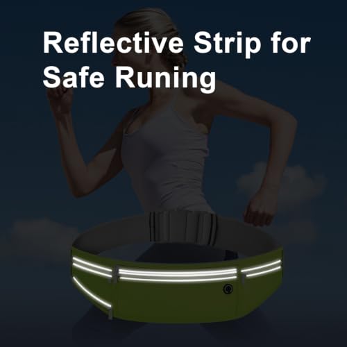 Slim Running Belt for Women Men,Runners Fanny Pack Phone Holder,Money Belt,Running Gear Accessories,with 3 Pockets (Grass green) - color: Grass green