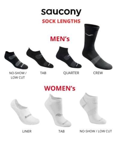 Saucony Men's RunDry Bolt Performance Quarter Socks, Available in L-XL (6, 12 Pairs) - color: Grey (6 Pairs), size: Large