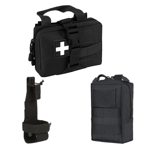 Tactical Molle Pouches Multi-Purpose Military Nylon Waist Pack Utility Bag Detachable Patches Pouches for Dog Vest Harness - color: Black