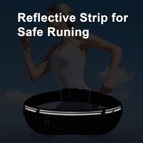 Slim Running Belt for Women Men,Runners Fanny Pack Phone Holder,Money Belt,Running Gear Accessories,with 3 Pockets(Black) - color: Black