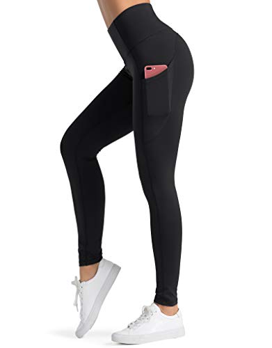 Dragon Fit Women's High Waisted Yoga Leggings 3 Pockets Workout Pants - color: Black, size: Medium