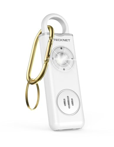 TECKNET Rechargeable Personal Safety Alarm for Women, 130dB Self Defense Keychain Alarm with SOS Strobe Light, Low Battery Notice, Loud Siren Safety Keychain for Girls Kids Elderly - White - color: White