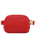 Lightweight Soft PU Pebbled Leather Sling Fanny Pack Belt Bag with Gold Metal Buckle (Red) - color: Red