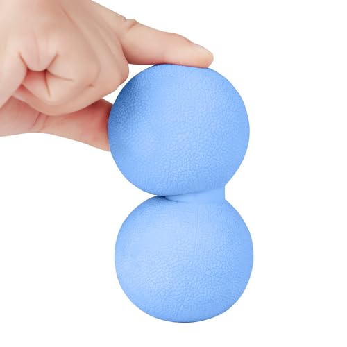 Double Lacrosse Peanut Massage Ball for Deep Tissue Pain Relief - Micro-Elastic Myofascial Roller Ball for Back and Neck, Foot and Physical Therapy (Blue) - color: Blue