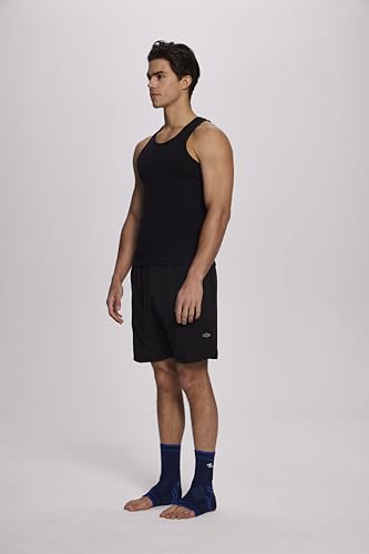 ABIRAM Ankle Brace Compression Sleeve with Adjustable Support Strap - color: Blue, size: Small