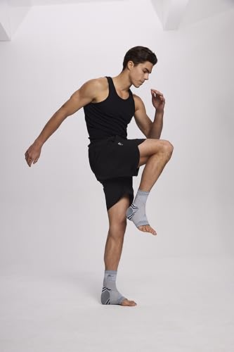 ABIRAM Ankle Brace Compression Sleeve with Adjustable Support Strap - color: Gray, size: X-Large