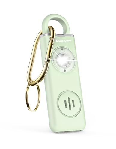 TECKNET Rechargeable Personal Safety Alarm for Women, 130dB Self Defense Keychain Alarm with SOS Strobe Light, Low Battery Notice, Personal Alarm Loud Siren Safety Keychain for Girls Kids Elderly - color: Mint