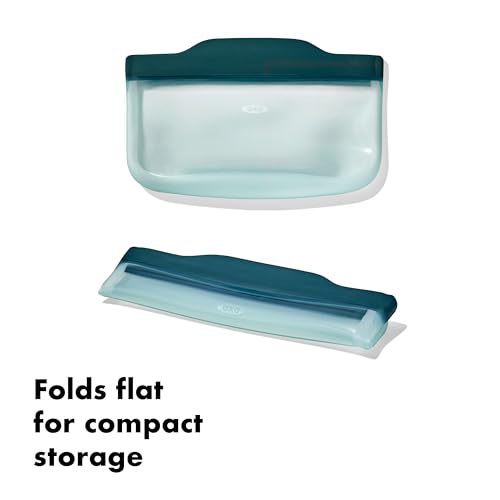 OXO Good Grips Silicone Reusable Bag - Snack Bag (12 oz), Lagoon - color: Lagoon, size: Snack (12 oz)