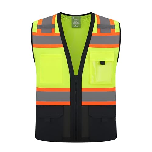 Gasoline Class 2 High Visibility Reflective Safety Vests Women & Men - color: Yellow Black, size: X-Small