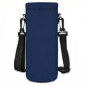 RICHEN Neoprene Water Bottle Carrier Bag with Adjustable Shoulder Strap,Insulated Water Bottle Cover for Stainless Steel/Glass/Plastic Bottles - color: Navy Blue, size: 500ml