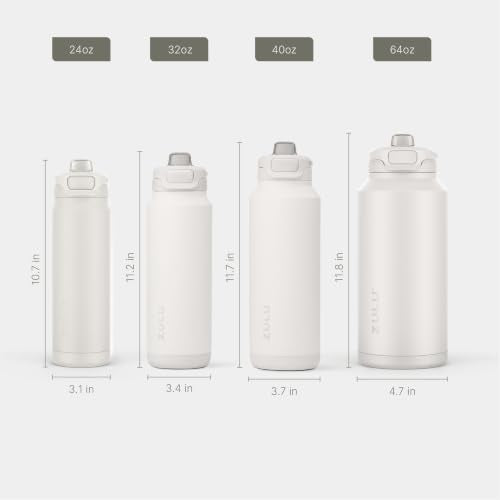 ZULU Powerfill Pro 24oz Stainless Steel Sip or Chug Water Bottle, White - color: White Monochrome, style: 24oz