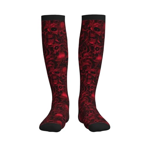 Compression Socks Women Knee High Support Circulation Stockings for Running Cycling Flying - color: Skull