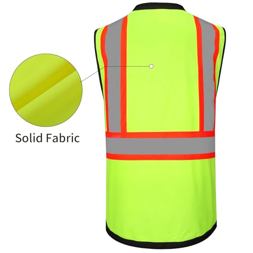 ProtectX High Visibility ANSI Class 2 Safety Vest with 6 Pockets - color: Neon Green - Solid Fabric 3-pack, size: X-Large
