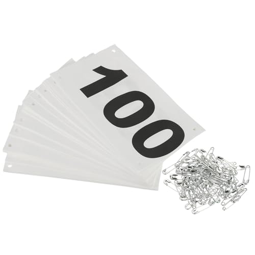 PATIKIL Tearproof Running Bib Numbers, Waterproof Race Competitor Numbers with Safety Pin - size: 7x4 Inch, style: 1-100
