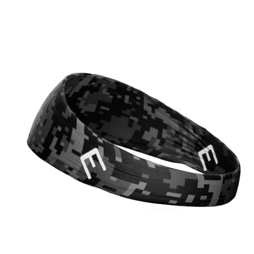 40+ Designs! Unisex Headband/Sweatband. Best for Sports, Fitness, Working Out, Yoga. Tapered Design - color: Black Digi Camo