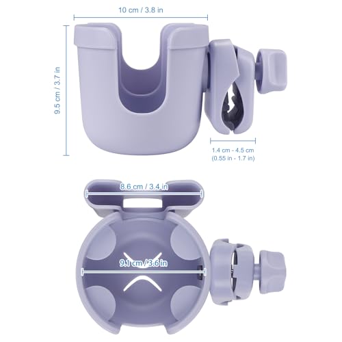 Accmor Stroller Cup Holder with Phone Holder, Bike Cup Holder, Walker Scooter Wheelchair Cup Holder Attachment, Universal Cup Holder for Uppababy Graco Strollers - color: All Orchid Purple