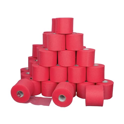 Cramer Tape Underwrap, Bulk Case of 48 Rolls of PreWrap for Athletic Taping, Hair Tie, Headband, Patellar Support, Pre-Wrap Athletic Tape Supplies, 2.75" X 48 Yard Rolls of Pre Wrap, Red - color: Red