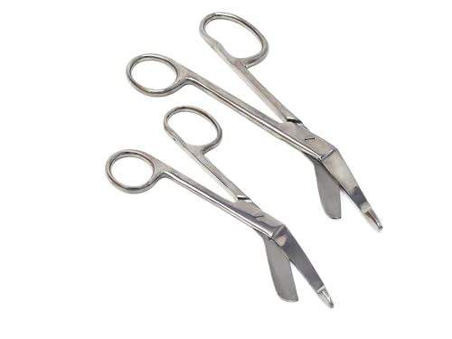 Set of 2 pcs One Large Ring Bandage Scissors 5.5" + 7.25", Stainless Steel For Vet Tech Nurse Made of Premium Quality Stainless Steel (Silver) - color: Silver