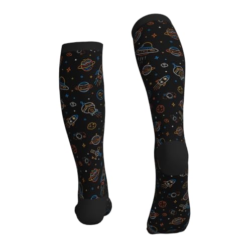 Compression Socks Women and Men 15-20mmHg-Circulation Support Socks for Athletic Running Cycling - color: Planet