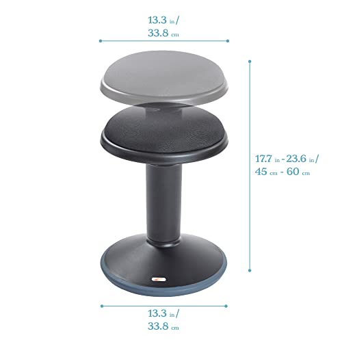 ECR4Kids Sitwell Wobble Stool with Cushion, Adjustable Height, Active Seating, Black - color: Black