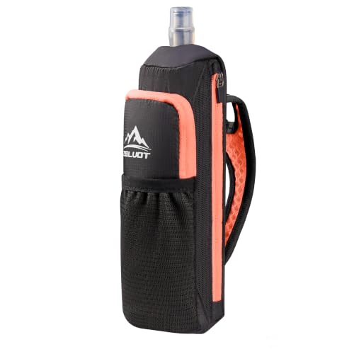 Zelvot Handheld Water Bottle Running with Phone Holder, 17 oz, Orange - color: Orange