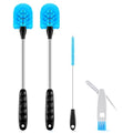 SLUXKE Long Handle Bottle Brush Set with Straw Cleaner Brush and 3 in 1 Cup Lid Cleaning Brush, Water Bottle Cleaner with Stainless Steel Handle for Cleaning Cup, Water Bottles, Tumblers, Baby Bottles - color: Blue