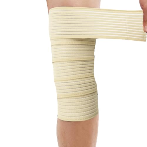 Extra Long Elastic Knee Wrap Compression Bandage Brace Support for Legs, Plantar Fasciitis, Stabilising Ligaments, Joint Pain, Squat, Basketball, Running, Tennis, Soccer, Football, Volleyball (Beige) - color: Beige