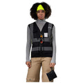A-SAFETY High Vis Safety Vest for Women - Reflective Strips, Multi-Pockets, Zipper Closure - color: Black, size: X-Small