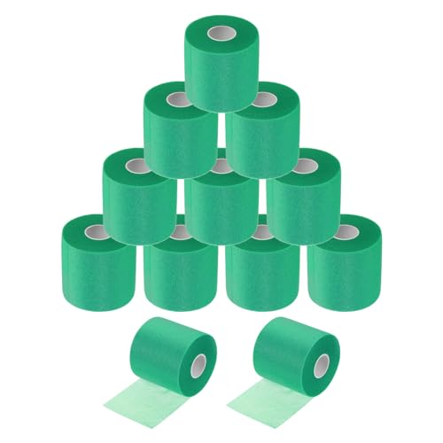 MECCANIXITY 12 Rolls Pre Wrap Athletic Tape 30 Yard x 2.8" Foam Under Wrap Tape Sports Prewrap Headband for Ankles Wrists Hands Knees - color: Dark Green