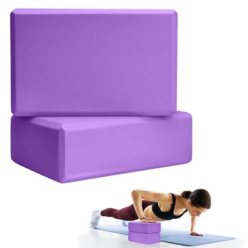 Septo 2 Pcs Yoga Blocks, 9x6x3 Inch Foam Blocks for Pilates - color: Purple