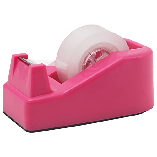Desktop Tape Dispenser Heavy Duty Desk Accessories Floral Office Tape Dispensers, Weighted Non-Skid Base, Rose Red - color: Red