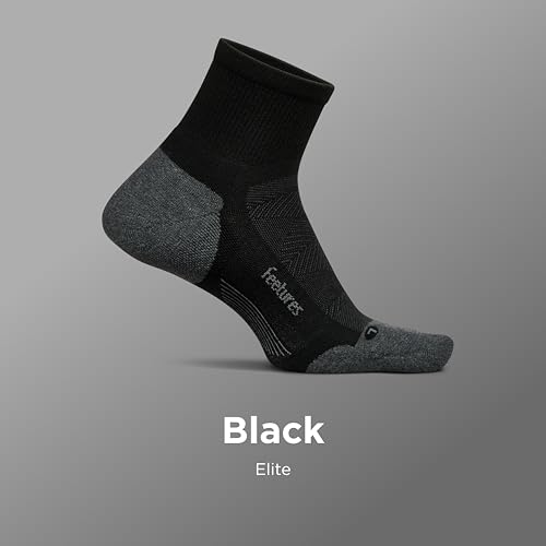 Feetures Elite Max Cushion Quarter Running Sock, 1 Pair - color: Black, size: Medium