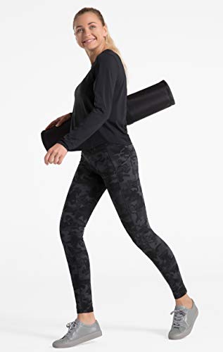 Dragon Fit Women's High Waisted Yoga Leggings 3 Pockets Workout Pants - color: Black&grey Camo, size: Medium